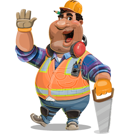 Funny Constructor Cartoon Character