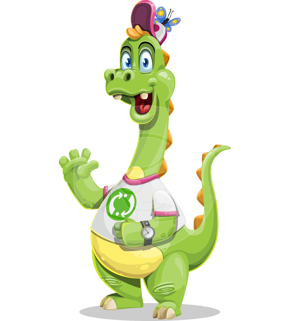 Funny Dinosaur Cartoon Character