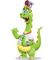 Funny Dinosaur Cartoon Character