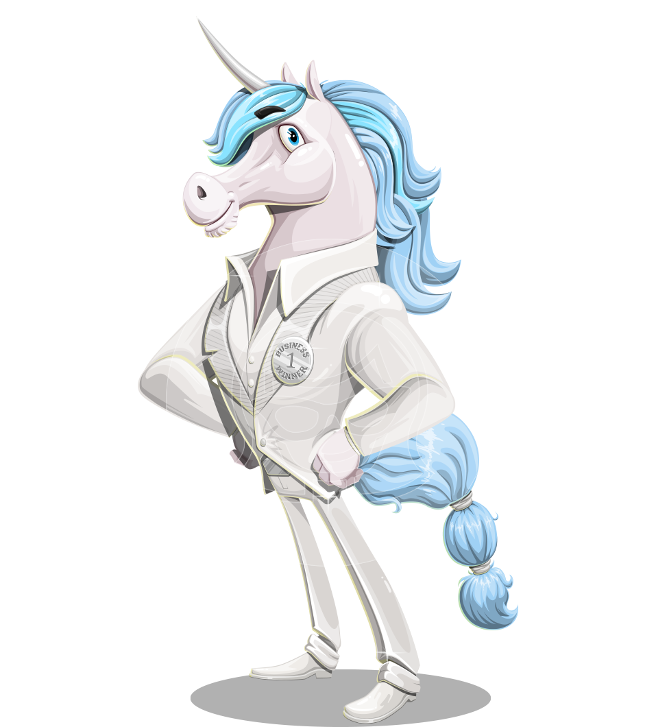 Handsome Unicorn Cartoon Character