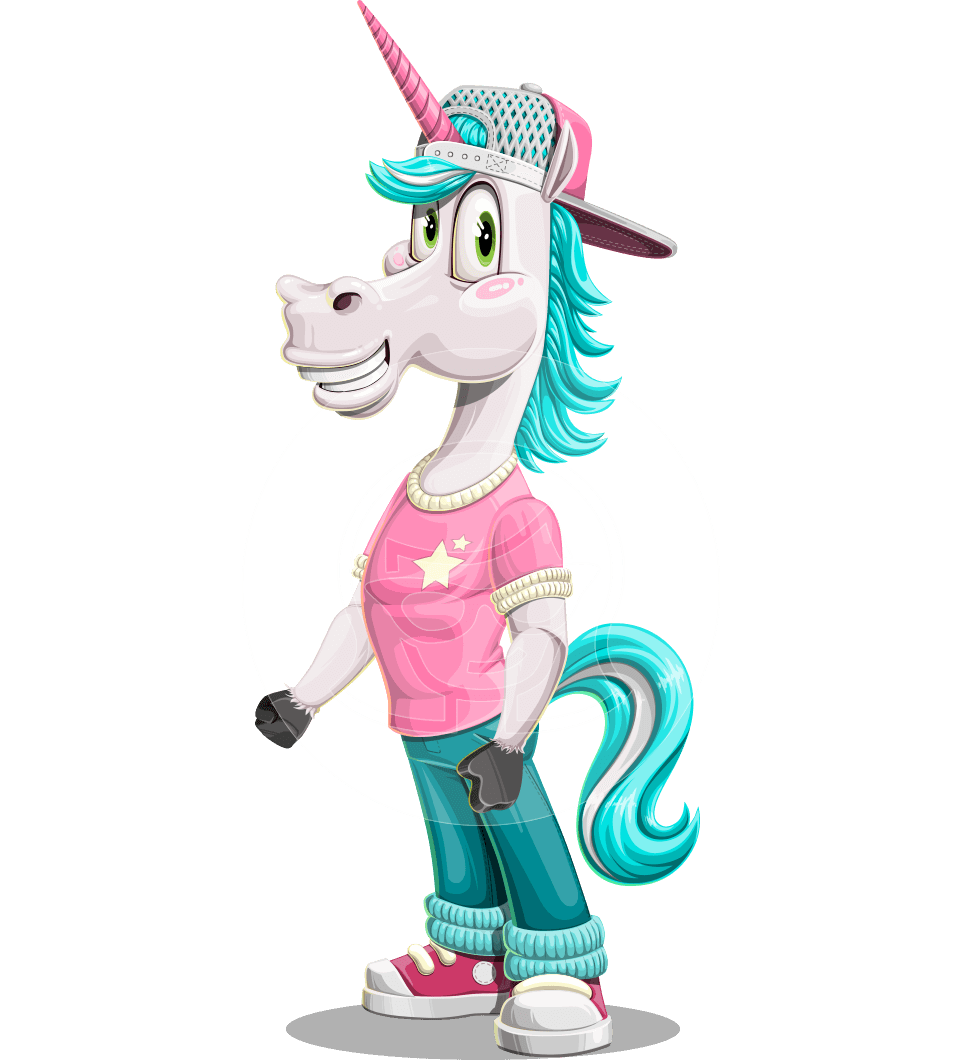Cool Young Unicorn Cartoon Character