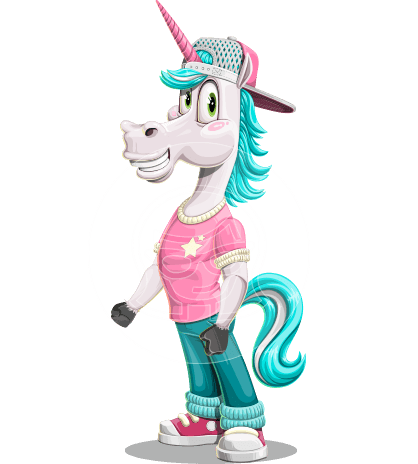Cool Young Unicorn Cartoon Character
