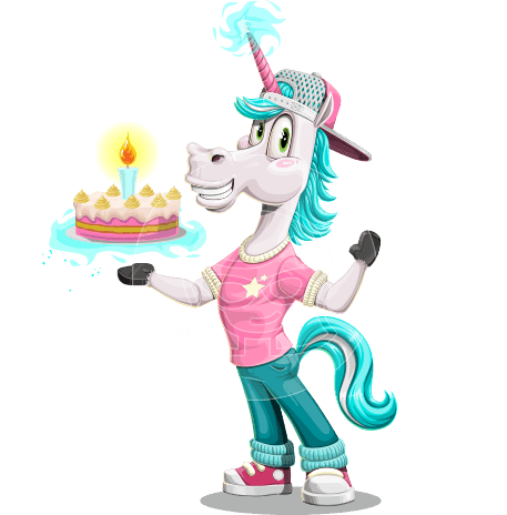 Cool Young Unicorn Cartoon Character