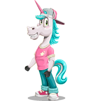 Cool Young Unicorn Cartoon Character