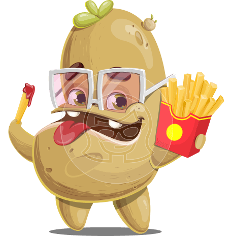 Funny Potato Cartoon Character