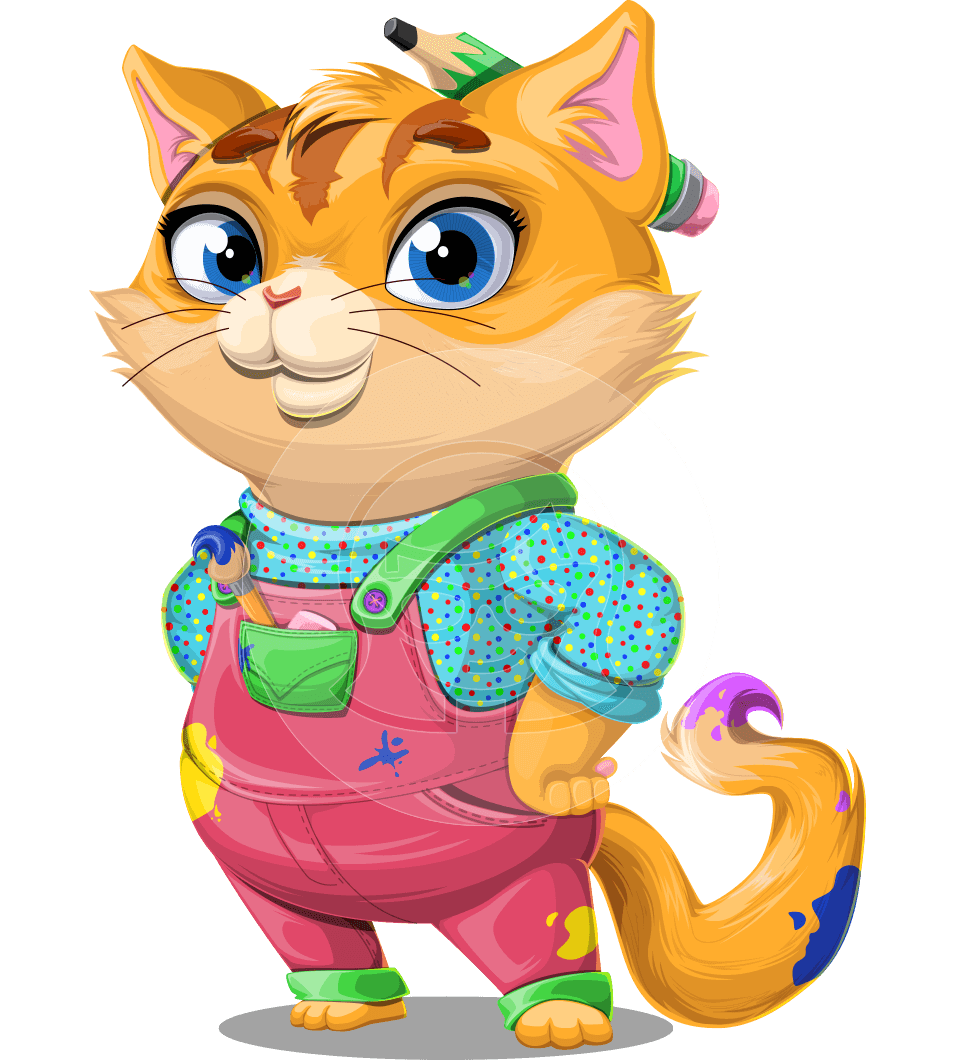 Artistic Cat Cartoon