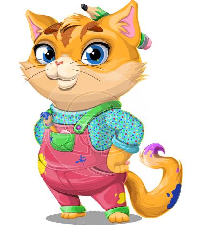 Artistic Cat Cartoon