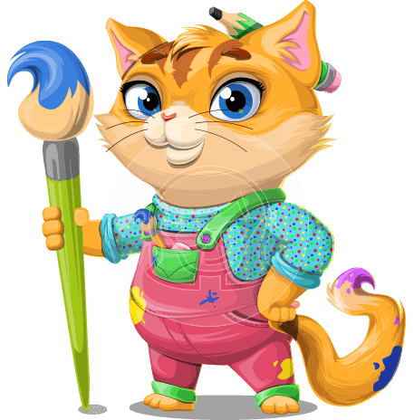 Artistic Cat Cartoon