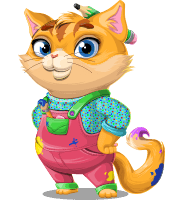 Artistic Cat Cartoon Character