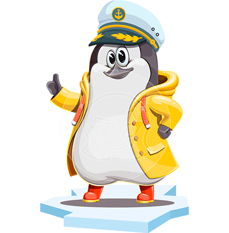 Funny Penguin Cartoon Character