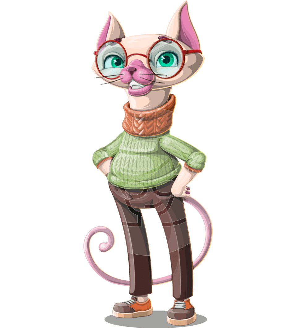Smart Cat Professor Character