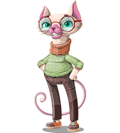 Smart Cat Professor Character