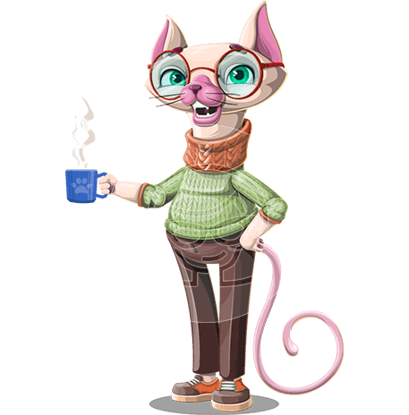 Smart Cat Professor Character