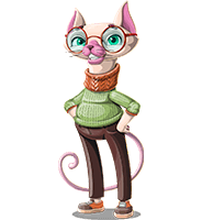 Smart Cat Professor Character