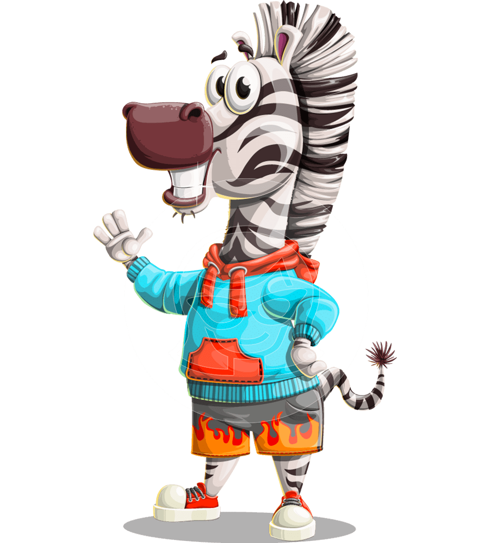 Funny Zebra Cartoon Character