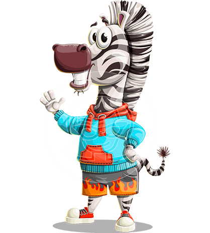 Funny Zebra Cartoon Character