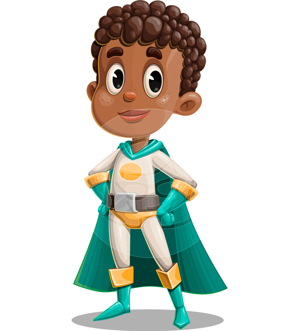 African-American Boy Super Hero Cartoon Character