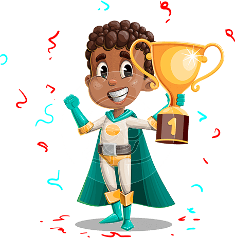 African-American Boy Super Hero Cartoon Character