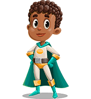 African-American Boy Super Hero Cartoon Character