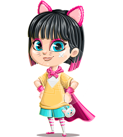 Cute Super Girl Cartoon Character