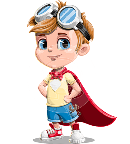 Little Boy Superhero Cartoon Character