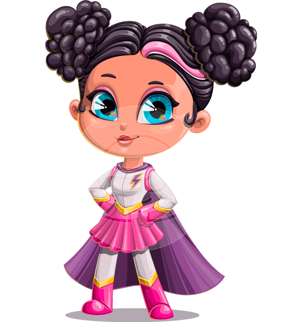Little Girl Hero Cartoon Character