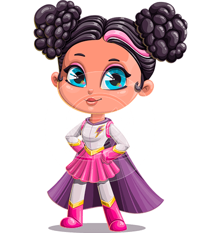 Little Girl Hero Cartoon Character