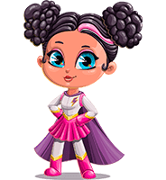 Little Girl Hero Cartoon Character
