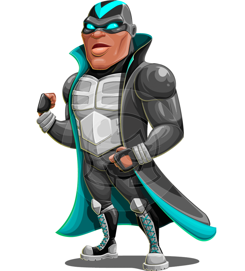 African-American Superhero Cartoon with Mask Character