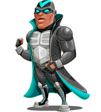African-American Superhero Cartoon with Mask Character