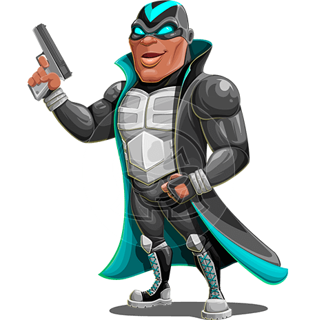 African-American Superhero Cartoon with Mask Character