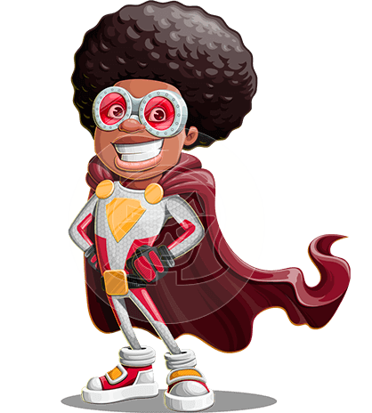 Cartoon African-American Superhero Character