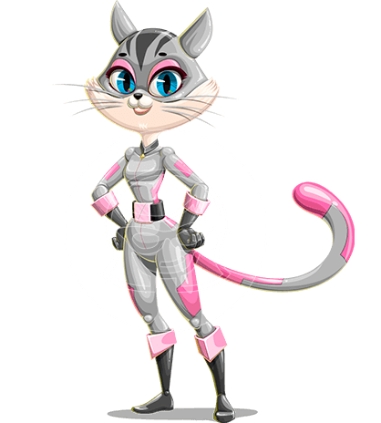 Cartoon Cat in Hero Suit Character