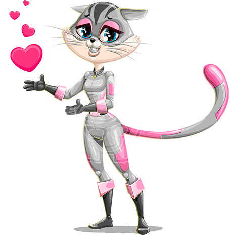 Cartoon Cat in Hero Suit Character