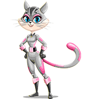 Cartoon Cat in Hero Suit Character