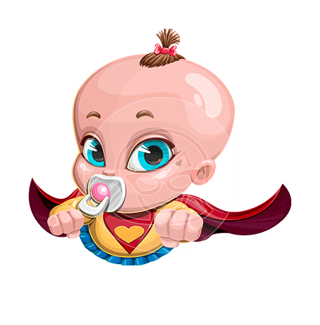 Baby Girl Superhero Cartoon Character