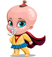 Baby Girl Superhero Cartoon Character