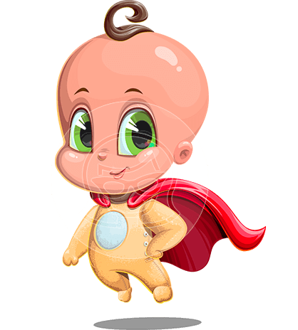 Cute Baby Superhero Cartoon Character