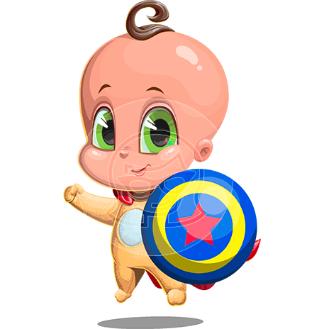 Cute Baby Superhero Cartoon Character
