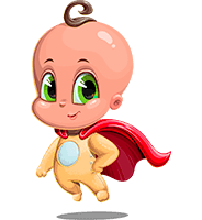 Cute Baby Superhero Cartoon Character
