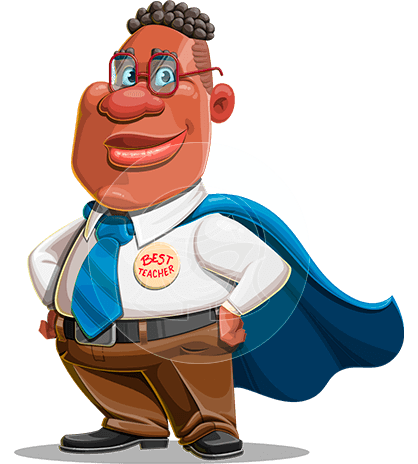 African-American Superhero Teacher Cartoon Character