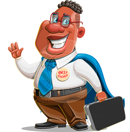 African-American Superhero Teacher Cartoon Character
