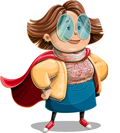 Female Superhero Teacher Cartoon Character