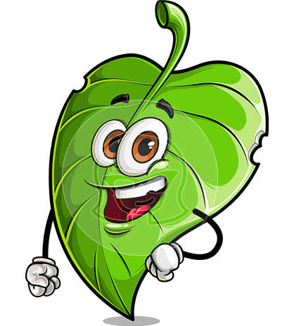 Green Leaf Cartoon Character