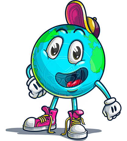 Planet Earth Cartoon Character