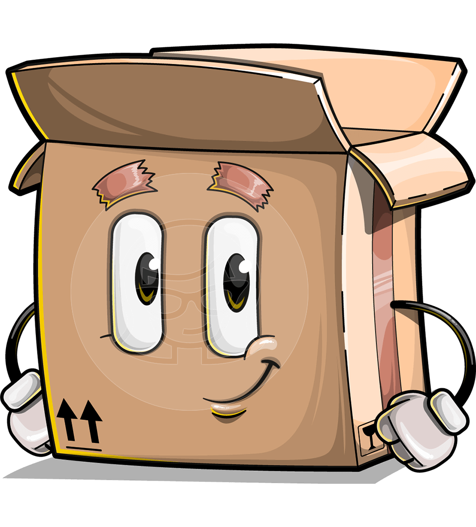 Cartoon Cardboard Box Character