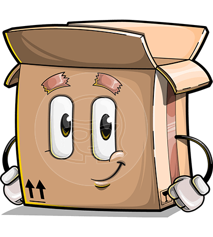 Cartoon Cardboard Box Character