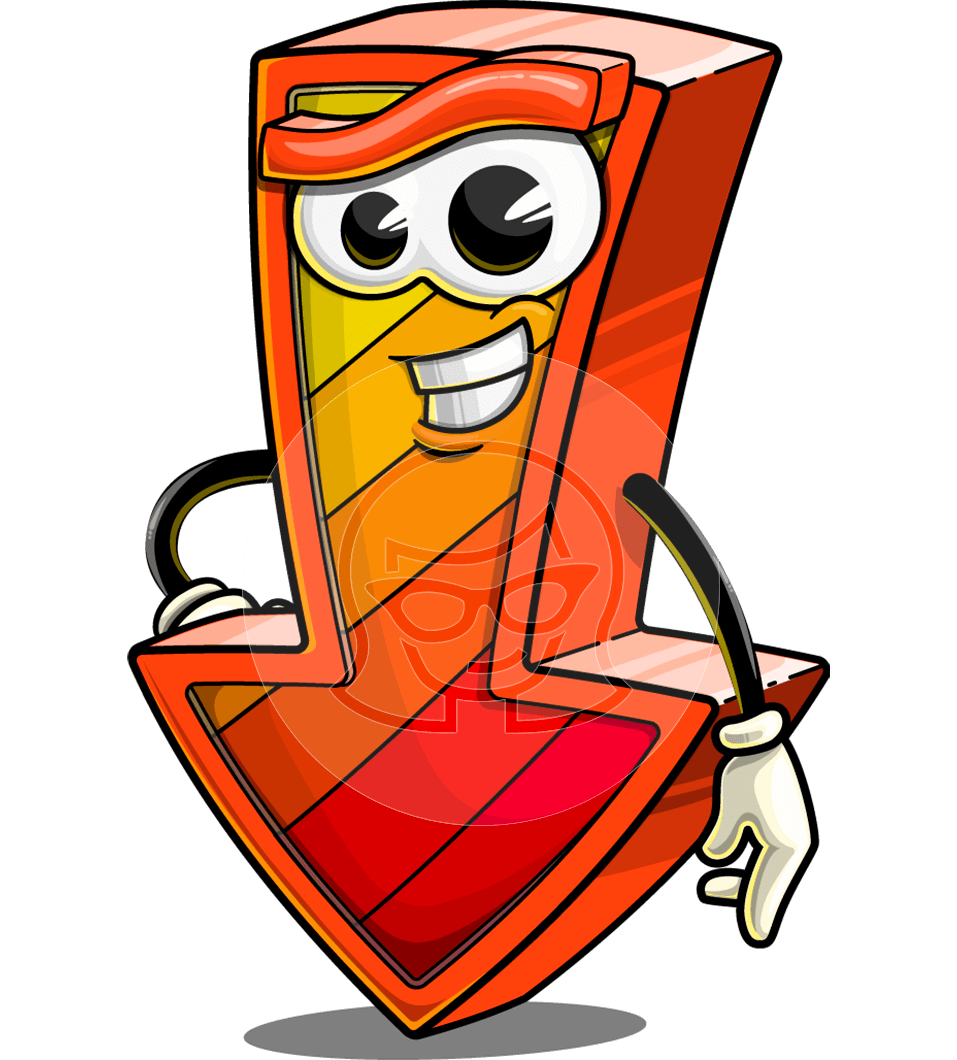 Down Arrow Cartoon Character