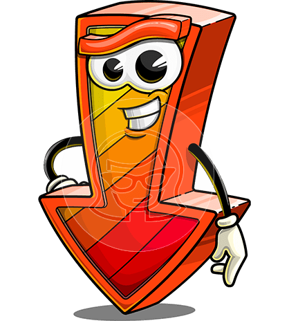 Down Arrow Cartoon Character