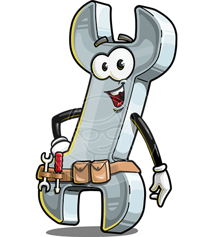 Wrench Cartoon Character